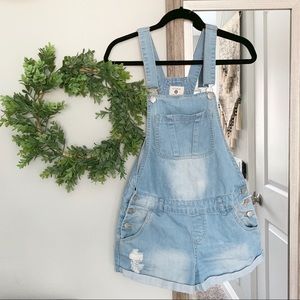 Cotton on denim short overalls size 8